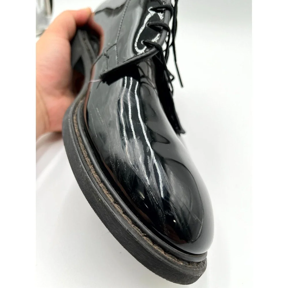 Altama 00941C Men's 9.5E‎ Dress Shoes Black Patent Leather Round Lace Up Oxfords